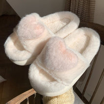 Heart Love Fluffy Fur Slippers - Wamarzon