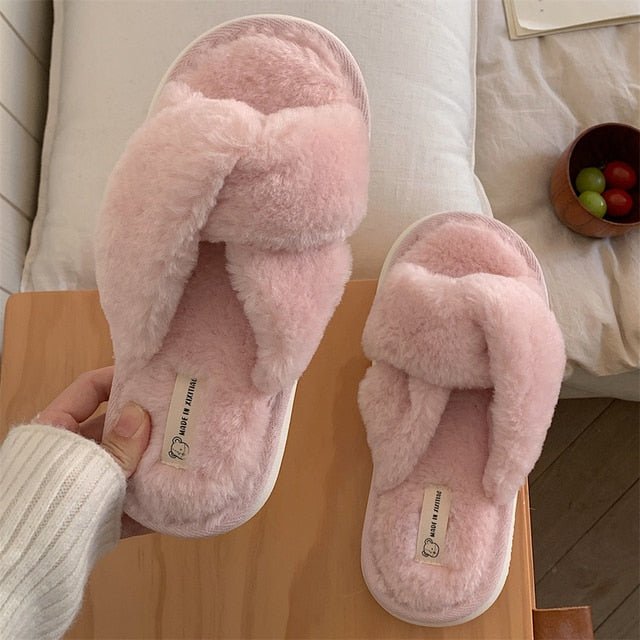 Heart Love Fluffy Fur Slippers - Wamarzon