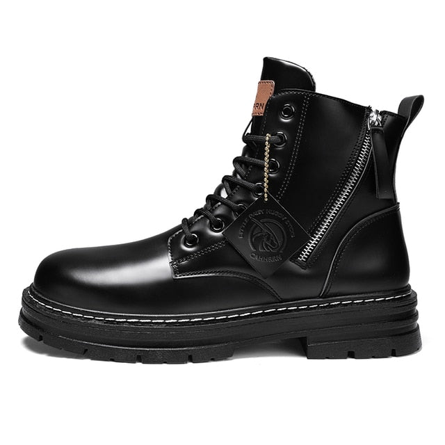 High Top Boots Men's Leather Shoes - Wamarzon