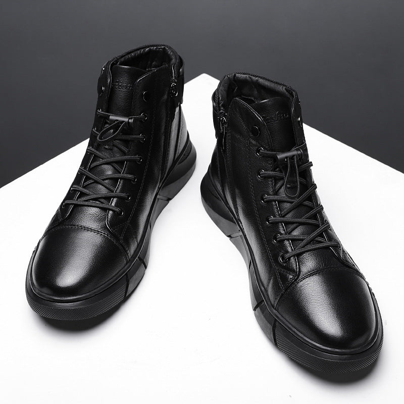 Leather Platform Boots - Wamarzon