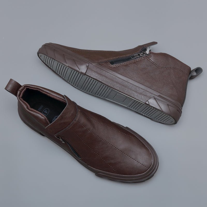 Men Vulcanized Leather Loafer Shoes - Wamarzon