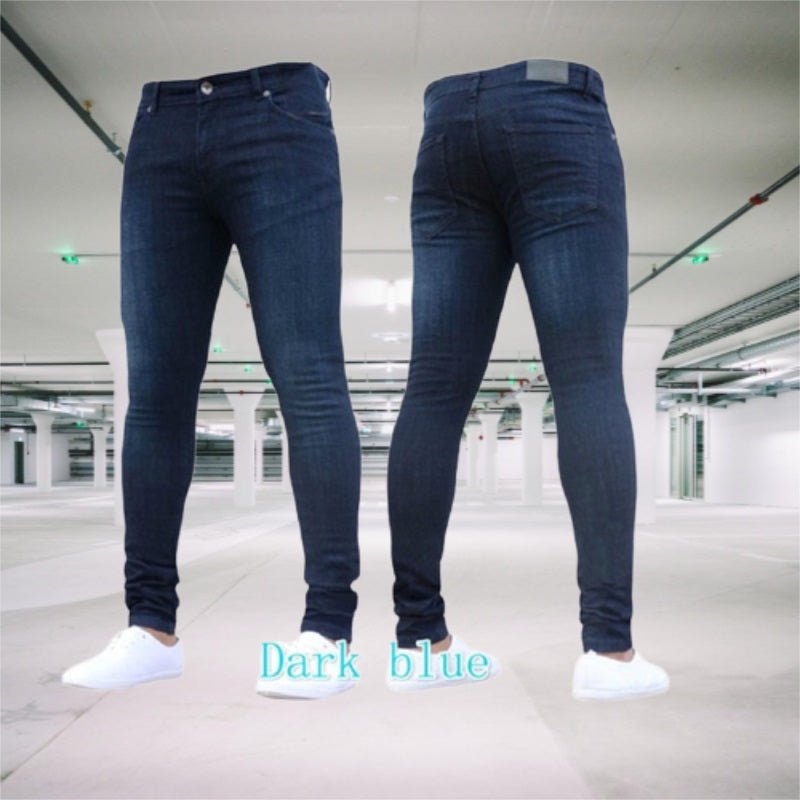 Men's Pants Retro Washing Zipper Stretch Jeans - Wamarzon