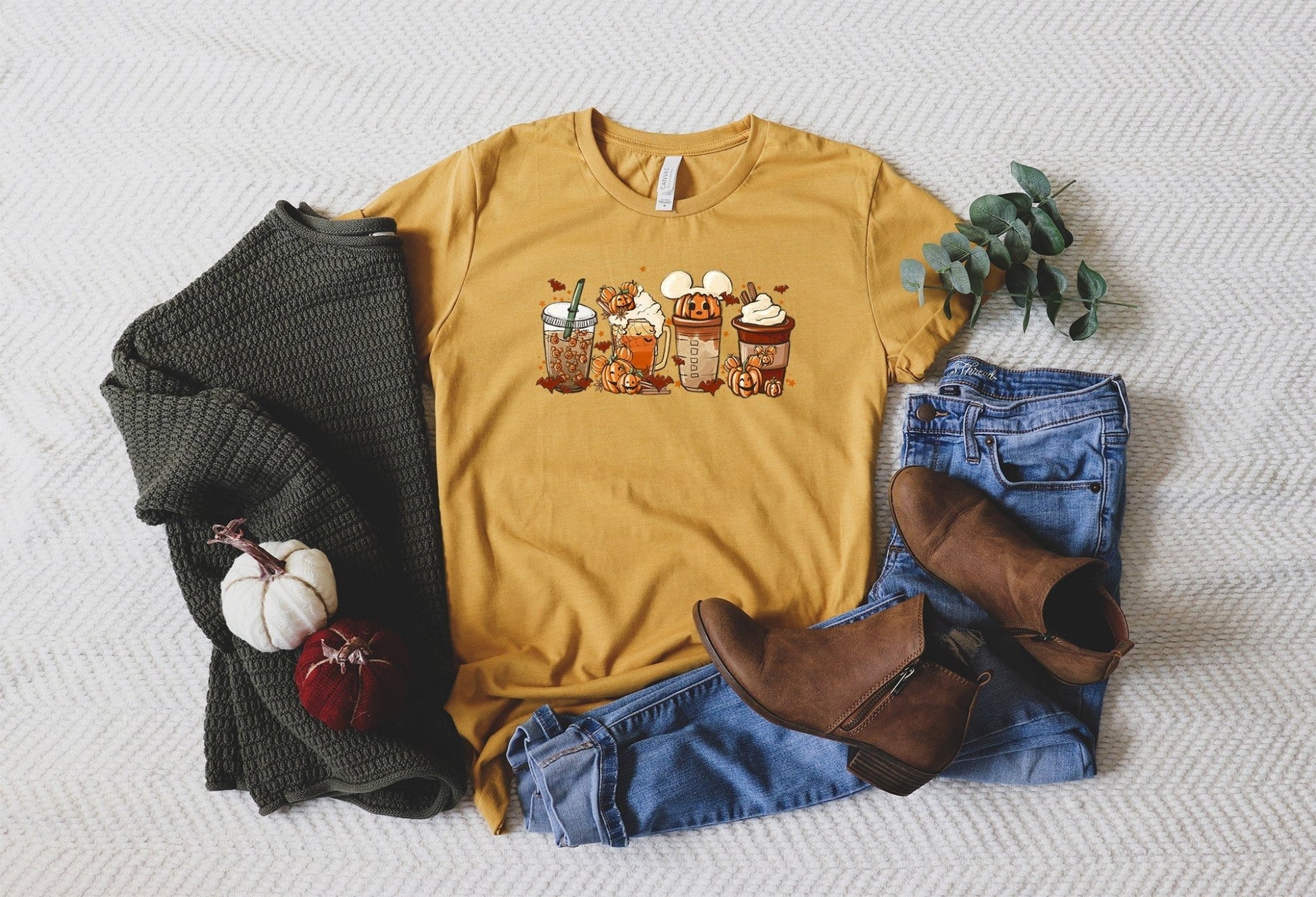 Mickey Pumpkin Shirt, Fall Latte Mouse Shirt - Wamarzon