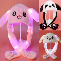 Plush Hat with Movable Ears and LED Light - Funny Soft Toy - Wamarzon