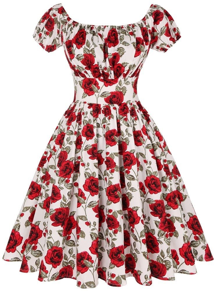 Rockabilly Women Swing Dress, Party Dresses- 50s 60s - Wamarzon