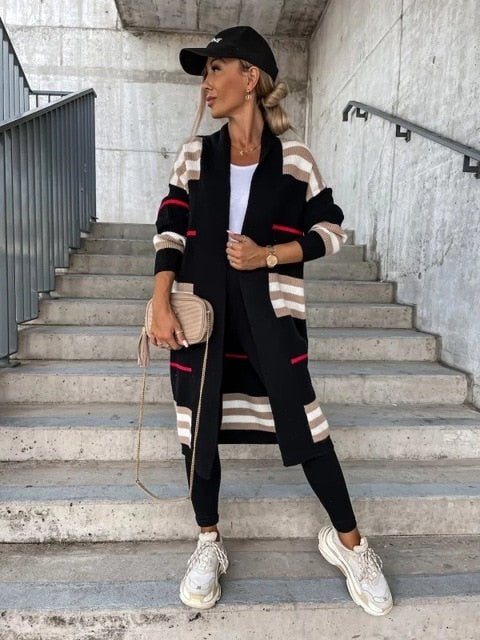 Women Stripe Sweater Casual Wear - Wamarzon